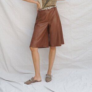 Brown Anthropologie Faux Leather Culottes (NWT)